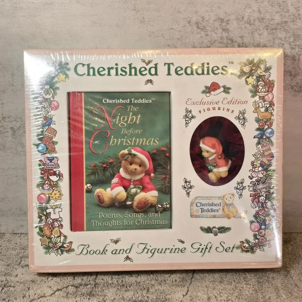 NEW Cherished Teddies Book and Figurine Gift Set The Night Before Christmas 1998